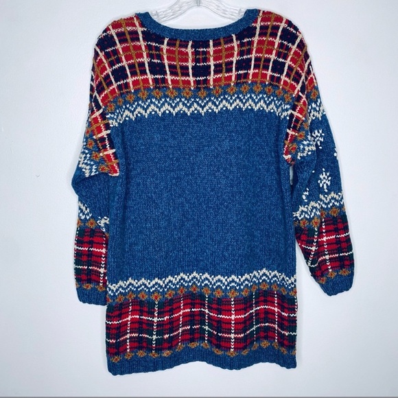 S Vintage knitted Talbots Ice Skater Holiday Christmas Winter plaid sweater - Picture 2 of 12